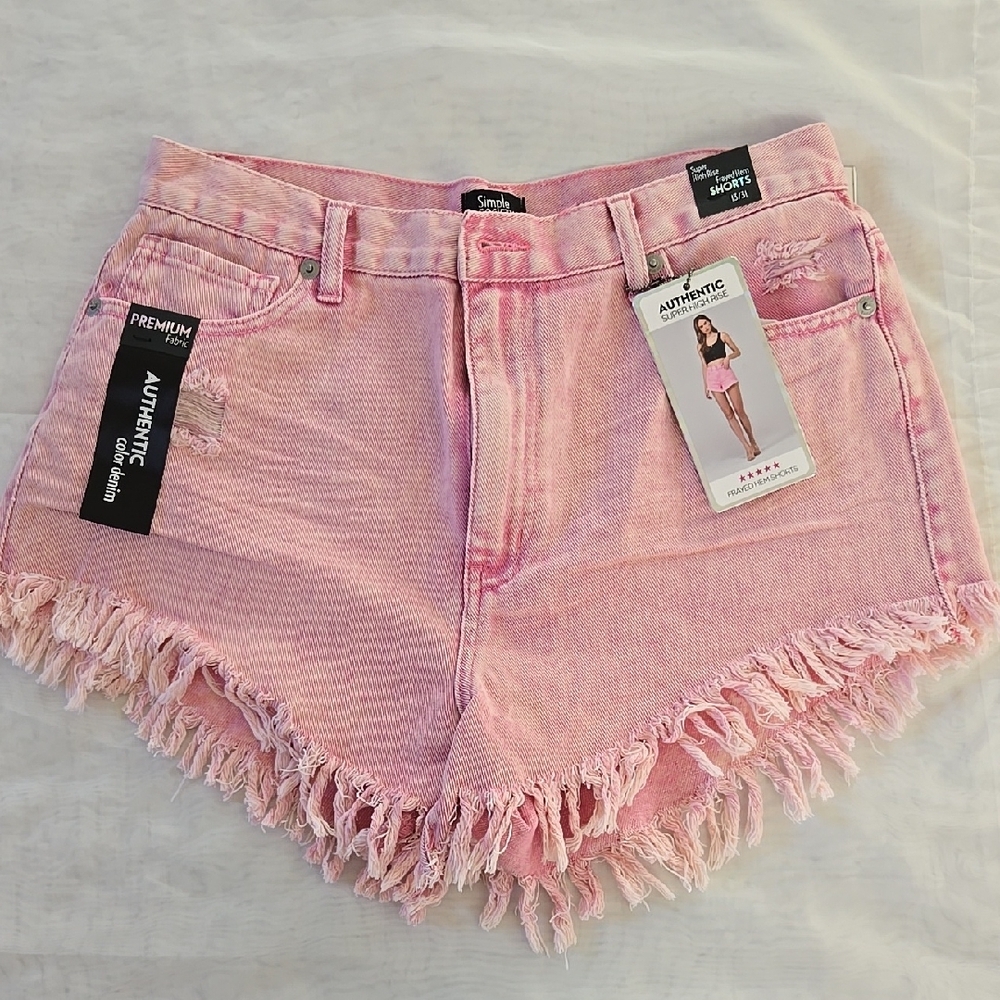 Pink Frayed Denim JR  Shorts